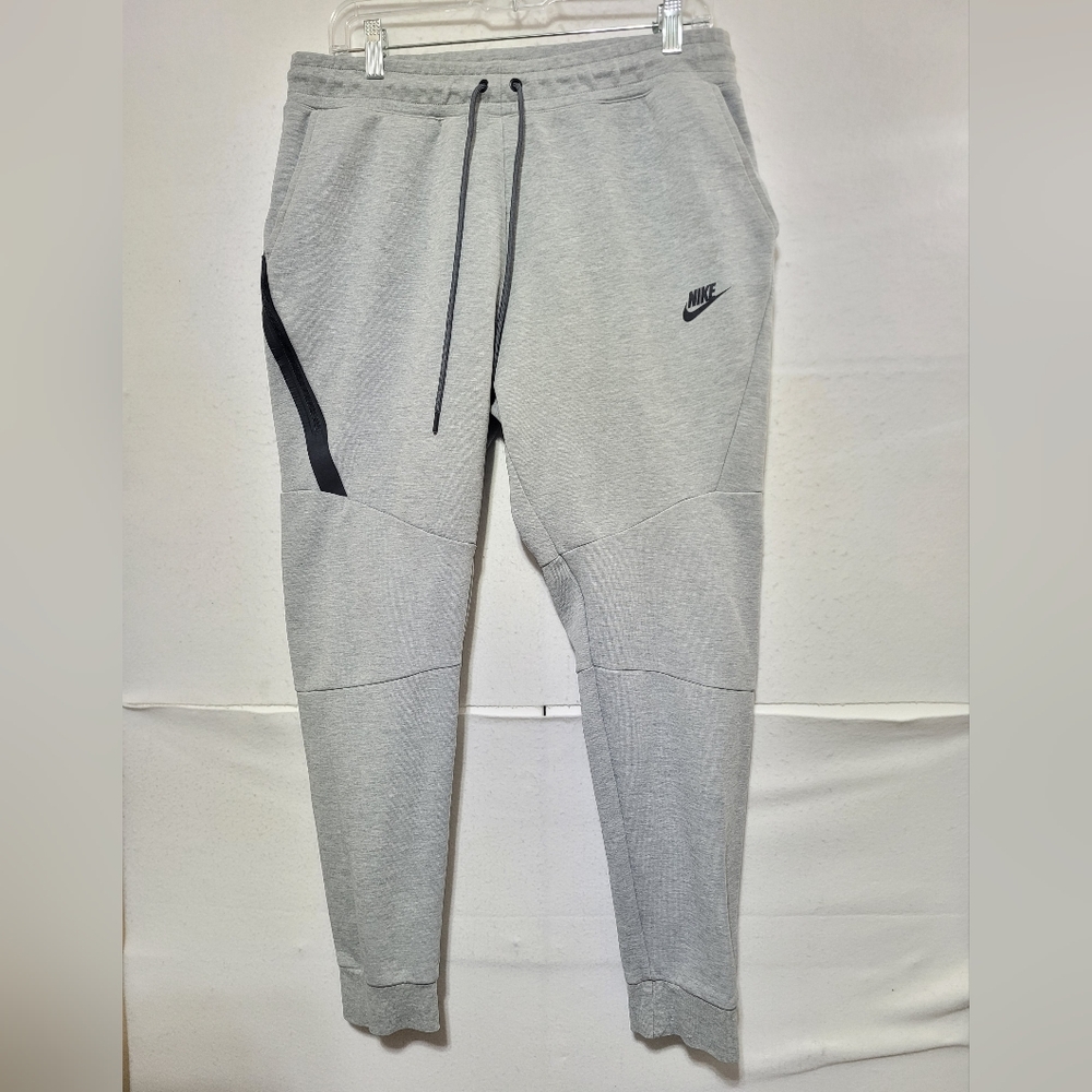 NIKE MEN'S TECH FLEECE JOGGER PANTS SIZE L DARK GREY HEATHER INSEAM 27"